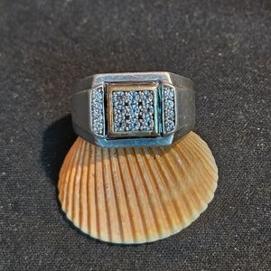 Silver and 10k gold Men's Ring with cz